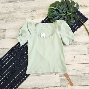 Reformation Frances Knit Top In Pistachio NWT Size Medium